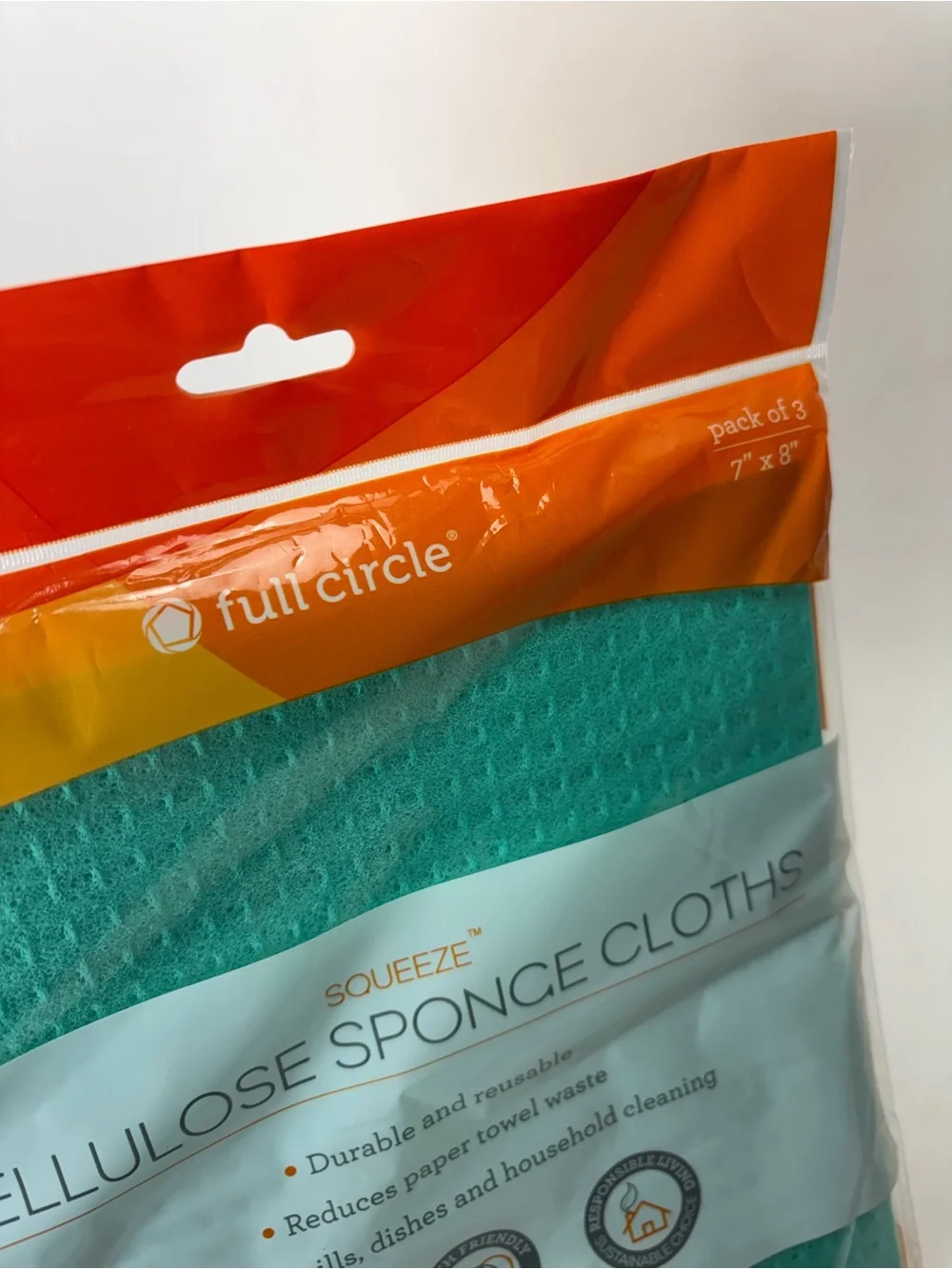 Full Circle Squeeze Cellulose Sponge Cloths, Set of 3 NEW